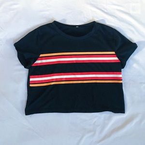 Striped/ black crop top